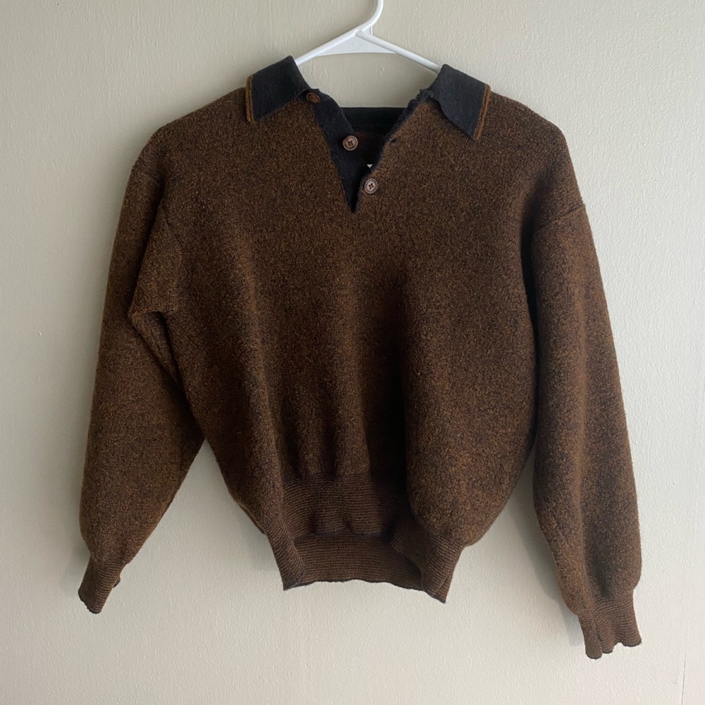 Vintage cropped brown collared sweater